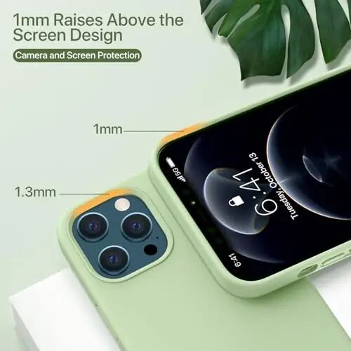 Miracase Designed for iPhone 13 Pro Max Case with Screen Protector,[Soft Anti-Scratch Microfiber Lining],Shockproof Liquid Silicone Rubber Phone Case Cover 6.7 inch, Matcha Green - 4