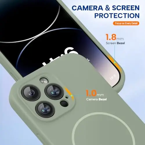 Чехол Miracase для iPhone 14 Pro, [улучшенная защита камеры], ударопрочный чехол из жидкого силиконового каучука для 14 Pro 6,1 дюйма, патиново-зеленый - 4
