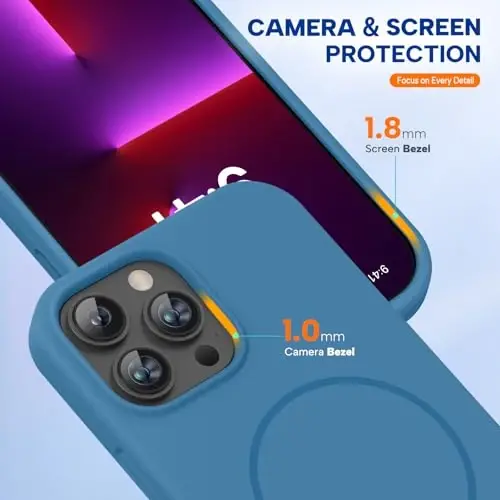 Чехол Miracase Magnetic для iPhone 13 Pro, [Мягкая подкладка из микрофибры, защищающая от царапин], совместим с MagSafe, ударопрочный защитный чехол из жидкого силикона для 13 Pro, цвет «Капри Синий» - 4