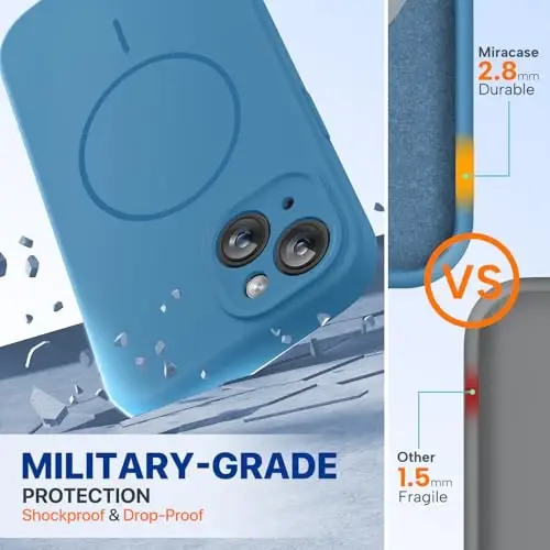Чехол Miracase Magnetic для iPhone 15 Plus, [Мягкая подкладка из микрофибры, устойчивая к царапинам], Магнитный для MagSafe, Жидкий силиконовый противоударный чехол для 15 Plus, Цвет Capri Blue - 2
