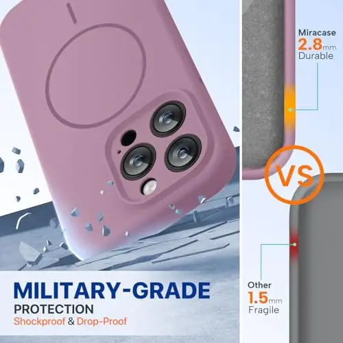 Чехол Miracase Magnetic для iPhone 15 Pro, [мягкая подкладка из микрофибры против царапин], магнитный для MagSafe, противоударный чехол из жидкого силикона для 15 Pro, цвет черная смородина - 2
