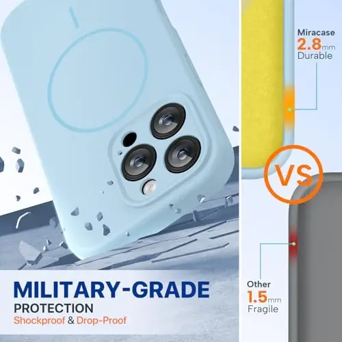 Чехол Miracase Magnetic для iPhone 16 Pro, [мягкая подкладка из микрофибры против царапин], совместим с MagSafe, ударопрочный чехол из жидкого силикона для защиты при падении для 16 Pro, гвоздично-фиолетовый - MIRACASE (1)