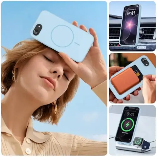Чехол Miracase Magnetic для iPhone 17e и iPhone 16e, [мягкая подкладка из микрофибры против царапин], совместим с MagSafe, ударопрочный силиконовый чехол для телефона для iPhone 17e/16e, цвет Clove Purple - 6