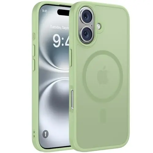 Чехол Miracase Magnetic Series для iPhone 16 [Совместим с MagSafe] Армейская защита, защита от отпечатков пальцев, тонкий чехол для iPhone 16, 6,1 дюйма — матча зелёный 