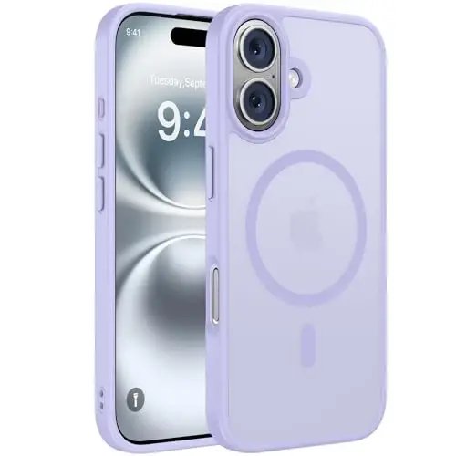 Чехол Miracase Magnetic Series для iPhone 16 [Совместимо с MagSafe] Армейская защита, защита от отпечатков пальцев, тонкий чехол для iPhone 16, 6,1 дюйма — светло-фиолетовый 