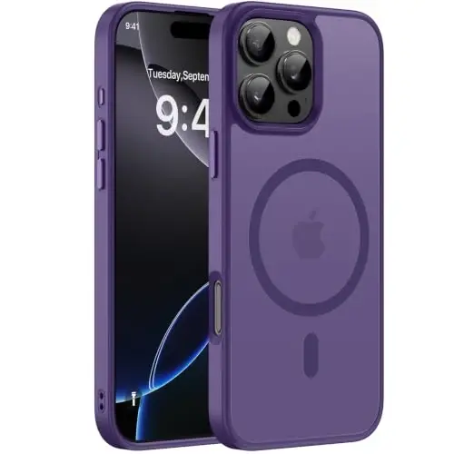 Чехол Miracase Matte Series для iPhone 16 Pro, Магнитный, Темно-фиолетовый | Бархатное покрытие | Защита военного уровня | Защита от отпечатков пальцев | 6,3 дюйма - 1