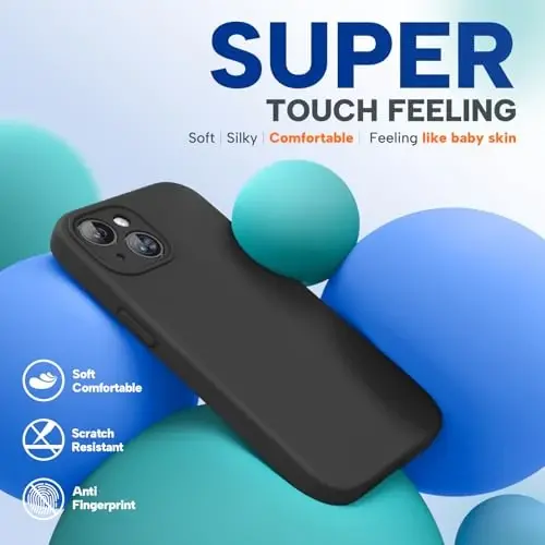 Чехол Miracase совместим с iPhone 15 Plus, [мягкая противоцарапная микрофибровая подкладка], силиконовый чехол, жидкий силикон, гель, резина, противоударный, защита от падений, чехол для телефона iPhone 15 Plus (черный) - 3