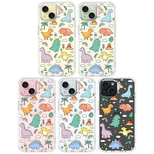 Чехол MOSNOVO для iPhone 15, [Buffertech Защита от падения военного класса 1,8 м] [Технология против отклеивания] Прозрачный бампер из ТПУ для телефона Чехол Дизайн - Страна динозавров - 9