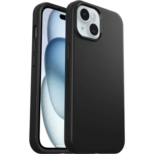 Чехол OtterBox iPhone 15, iPhone 14 и iPhone 13 серии Symmetry - ЧЕРНЫЙ, примагничивается к MagSafe, сверхтонкий, приподнятые края защищают камеру и экран (поставляется в полиэтиленовом пакете) 