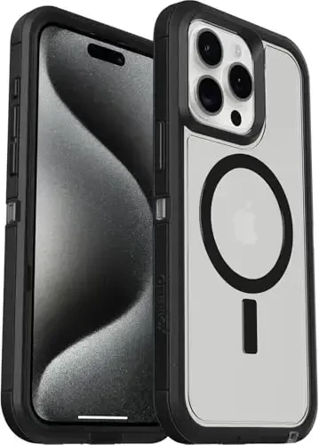 Чехол OtterBox iPhone 15 Plus и iPhone 14 Plus Defender Series XT Clear Case - Dark Side (Черный/Прозрачный), без защиты экрана, прочный, примагничивается к MagSafe, крепление для ремешка - Modazone (1)