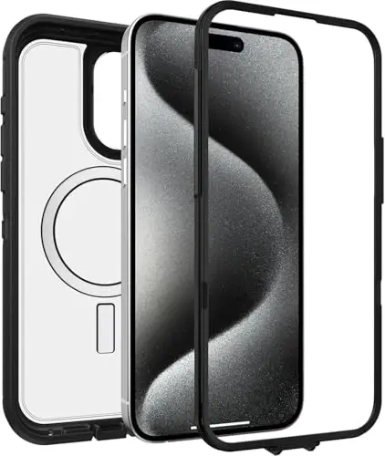 Чехол OtterBox iPhone 15 Plus и iPhone 14 Plus Defender Series XT Clear Case - Dark Side (Черный/Прозрачный), без защиты экрана, прочный, примагничивается к MagSafe, крепление для ремешка - 4