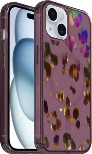 Чехол OtterBox Symmetry Series для iPhone 16e, 15, 14 и 13 — совместим с MagSafe, ультратонкий, приподнятые края защищают камеру и экран (Leopard Shift Pink) - OTTERBOX