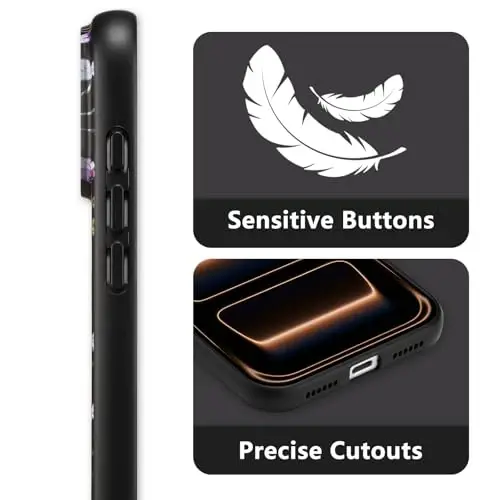 Чехол RALEAVO Floral Case для iPhone 17 Pro Max, жидкий силикон с милым рисунком ветки цветка для девочек и женщин, тонкий мягкий резиновый защитный чехол для телефона iPhone 17 Pro Max (6,9