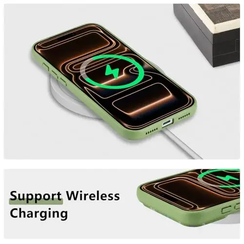 Чехол RALEAVO Floral Case для iPhone 17 Pro, жидкий силикон, с симпатичным узором в виде цветочной ветви для девушек и женщин, тонкий мягкий резиновый защитный чехол для телефона для iPhone 17 Pro (6,3 дюйма), зеленый - 5