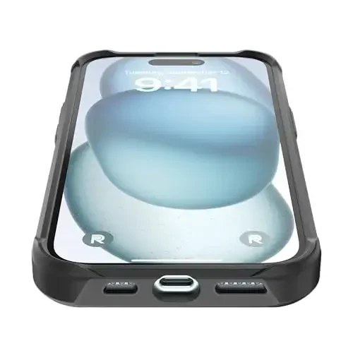 Чехол REBEL для iPhone 15 [Gen-5 Aramid Fiber] с поддержкой MagSafe, цепкие стороны, ударопрочные углы, металлические кнопки с ЧПУ, модернизированный защитный дизайн, 6,1 дюймовый телефон 2023 года (черный) - 3