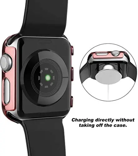 Чехол Secbolt на 44 мм совместим с Apple Watch с встроенной защитной плёнкой из закалённого стекла. Защитный чехол со всех сторон для iWatch SE, серии 6/5/4, чёрный (44 мм) - 6