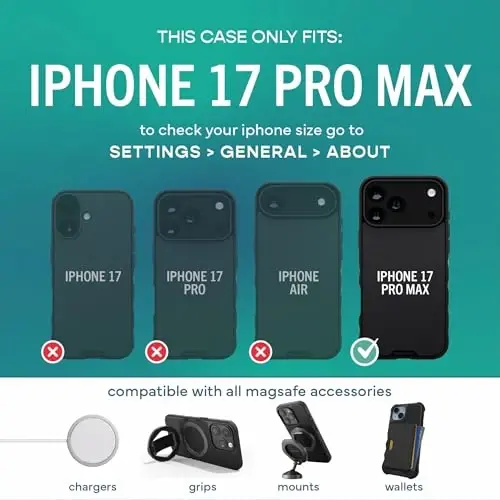 Чехол Smartish® для iPhone 17 Pro Max с MagSafe — магнитный тонкий чехол Gripmunk [легкий и защитный] с подкладкой из микрофибры для Apple iPhone 17 Pro Max — Striped Up - 5