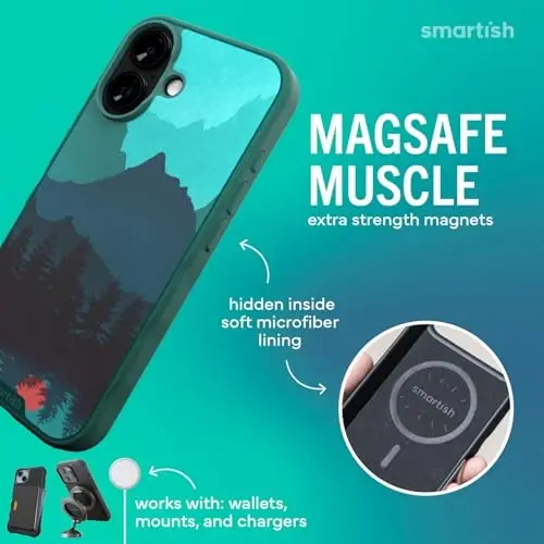 Чехол Smartish® для iPhone 17 с MagSafe — магнитный тонкий чехол Gripmunk [легкий + защитный] с подкладкой из микрофибры для Apple iPhone 17 — Moving Mountains - 3