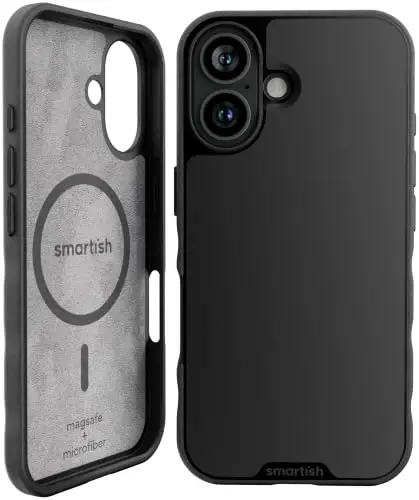 Чехол Smartish® iPhone 16 MagSafe - тонкий магнитный чехол Gripmunk [легкий + защитный] с тонким держателем с микрофибровой подкладкой для Apple iPhone 16 - Black Tie Affair - 1