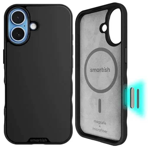 Чехол Smartish® iPhone 17 MagSafe — Gripmunk с защитой управления камерой, магнитный тонкий чехол [легкий + защитный], тонкая накладка с подкладкой из микрофибры для Apple iPhone 17 — Black Tie Affair - 1