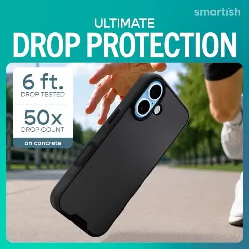 Smartish® iPhone 17 MagSafe Case - Gripmunk with Camera Control Protection, Magnetic Slim Case [Lightweight + Protective] Thin Grip Cover with Microfiber Lining for Apple iPhone 17 - Black Tie Affair 