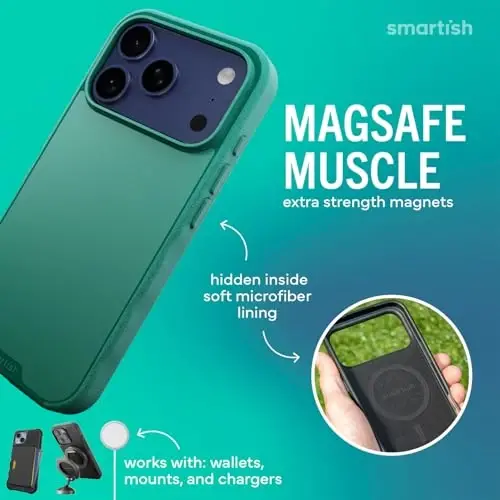 Чехол Smartish® iPhone 17 Pro MagSafe — Gripmunk Magnetic Slim Case [Легкий + Защитный] Тонкий чехол с подкладкой из микрофибры для Apple iPhone 17 Pro — So Jaded - 3