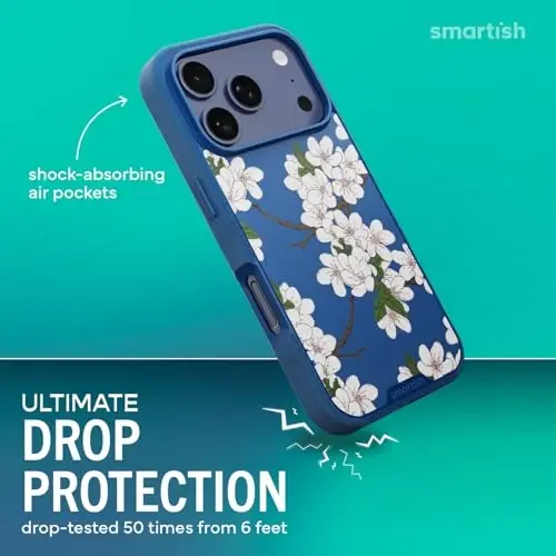 Чехол Smartish® iPhone 17 Pro MagSafe — магнитный тонкий чехол Gripmunk [легкий + защитный] тонкая накладка с подкладкой из микрофибры для Apple iPhone 17 Pro — Very Cherry Blossom - 2