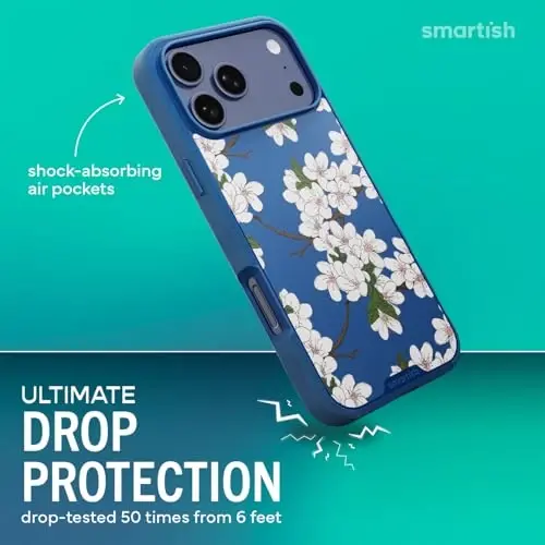 Чехол Smartish® iPhone 17 Pro Max MagSafe — магнитный тонкий чехол Gripmunk [легкий + защитный] с подкладкой из микрофибры для Apple iPhone 17 Pro Max — цвет Very Cherry Blossom - SMARTISH (1)