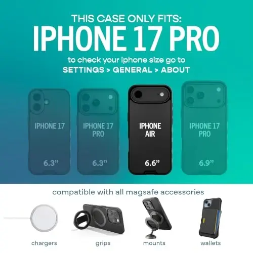 Чехол Smartish® iPhone Air MagSafe - Gripmunk Magnetic Slim Case [Легкий + Защитный] Тонкий чехол с микрофиброй для Apple iPhone Air - Black Tie Affair - 4