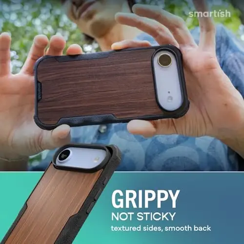 Чехол Smartish® iPhone Air MagSafe — защитный магнитный чехол Gripzilla для мужчин [прочный и надежный] — армейская защита с усиленным хватом — протестирован на падение для iPhone Air — древесина ореха - 3
