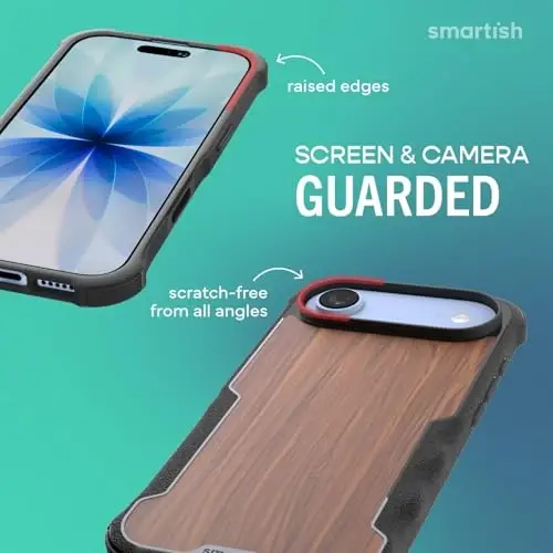 Чехол Smartish® iPhone Air MagSafe — защитный магнитный чехол Gripzilla для мужчин [прочный и надежный] — армейская защита с усиленным хватом — протестирован на падение для iPhone Air — древесина ореха - 5