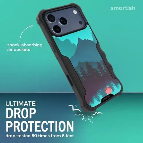 Чехол Smartish® MagSafe для iPhone 17 Pro Max — защитный магнитный чехол Gripzilla для мужчин [прочный и надежный] Военный класс, усиленная броня с захватом — Протестирован на падение для iPhone 17 Pro Max — Moving Mountains - SMARTISH (1)