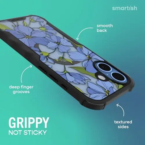 Smartish® iPhone 17 MagSafe Case - Gripzilla Protective Magnetic Case for Men [Rugged + Tough] Military Grade Heavy Duty Grip Armor - Drop Tested for Apple iPhone 17 - Blue Blossoms - SMARTISH (1)