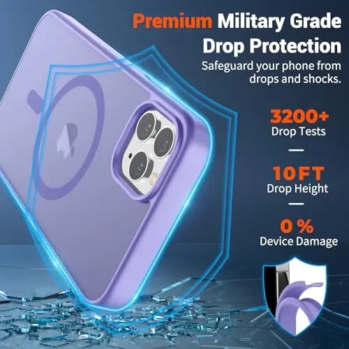 Чехол SUPFINE Magnetic для iPhone 11 Pro Max (совместим с MagSafe) (Армейская защита от падений) Полупрозрачный матовый с защитой от отпечатков пальцев, Фиолетовый - 3