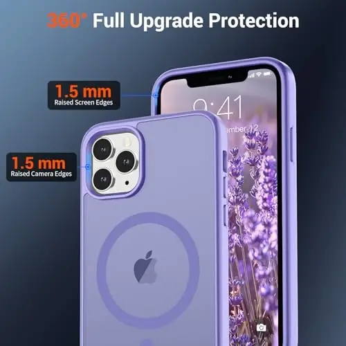 Чехол SUPFINE Magnetic для iPhone 11 Pro Max (совместим с MagSafe) (Армейская защита от падений) Полупрозрачный матовый с защитой от отпечатков пальцев, Фиолетовый - 4