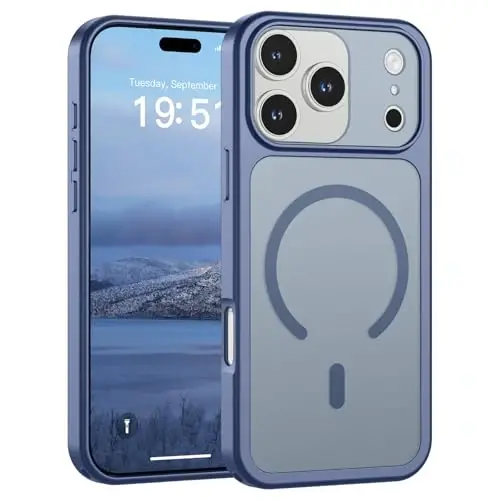 Чехол SUPFINE Magnetic для iPhone 17 Pro Max (совместим с MagSafe) (Армейская защита от падений) (Защита камеры) Полупрозрачный матовый противоударный чехол, лавандово-серый 