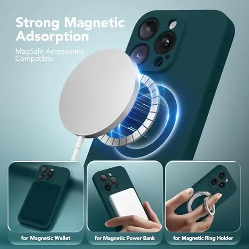 Чехол SuydanBox Magnetic для iPhone 12 Pro Max, совместимый с MagSafe, [Полная защита камеры] [Защитное стекло] Силиконовый противоударный защитный чехол для телефона для iPhone 12 Pro Max 6,7 дюйма, темно-синий - 2