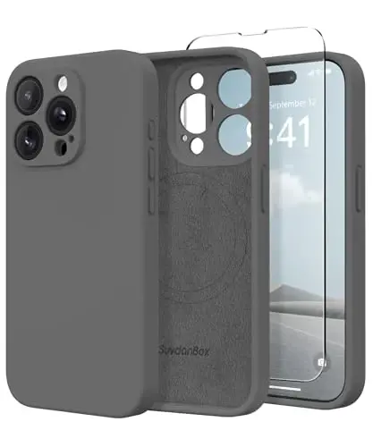 Чехол SuydanBox Magnetic для iPhone 13 Pro Max, совместим с MagSafe, [полная защита камеры][защитная пленка для экрана], силиконовый ударопрочный защитный чехол для iPhone 13 Pro Max 6.7