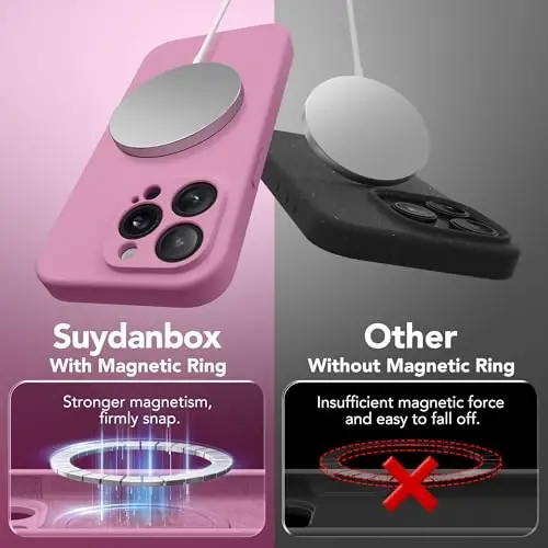 Чехол SuydanBox Magnetic для iPhone 13 Pro, совместим с MagSafe, [полная защита камеры][защитная пленка для экрана], силиконовый ударопрочный защитный чехол для iPhone 13 Pro 6.1 дюйма, цвет: черная смородина - 5