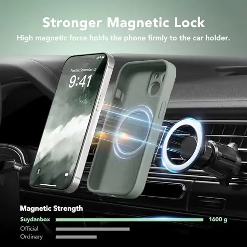 Чехол SuydanBox Magnetic для iPhone 13, совместимый с MagSafe, [Полная защита камеры] [Защитное стекло] Силиконовый противоударный защитный чехол для телефона для iPhone 13 6,1