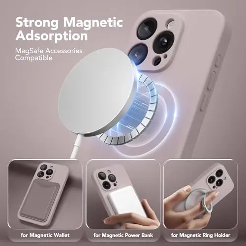 Чехол SuydanBox Magnetic для iPhone 14 Pro, совместимый с MagSafe, [Полная защита камеры] [Защитное стекло] Силиконовый противоударный защитный чехол для телефона для iPhone 14 Pro 6.1