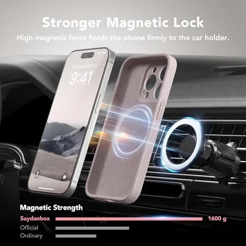 Чехол SuydanBox Magnetic для iPhone 14 Pro, совместимый с MagSafe, [Полная защита камеры] [Защитное стекло] Силиконовый противоударный защитный чехол для телефона для iPhone 14 Pro 6.1