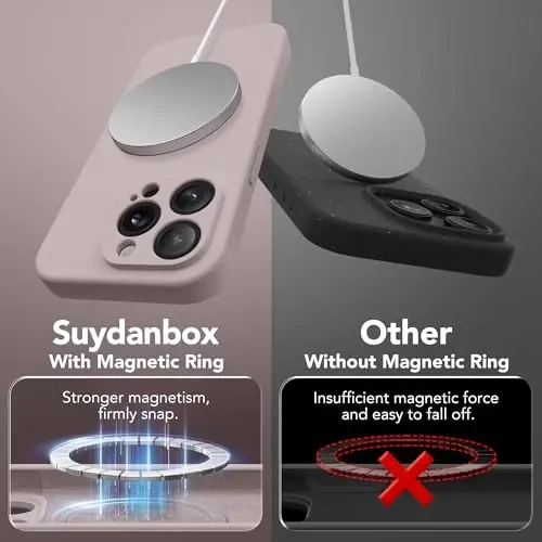Чехол SuydanBox Magnetic для iPhone 14 Pro, совместимый с MagSafe, [Полная защита камеры] [Защитное стекло] Силиконовый противоударный защитный чехол для телефона для iPhone 14 Pro 6.1