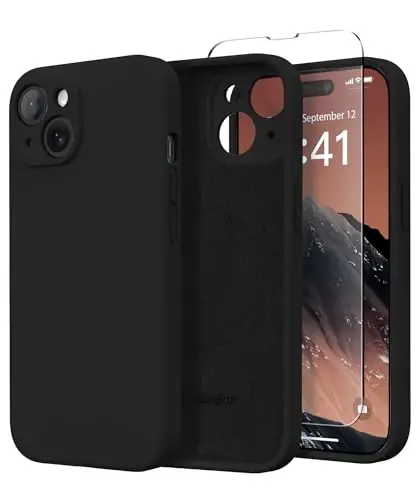 Чехол SuydanBox Magnetic для iPhone 14, совместимый с MagSafe, [полная защита камеры][защитная пленка для экрана], силиконовый ударопрочный защитный чехол для iPhone 14 6,1 дюйма, черный - 1