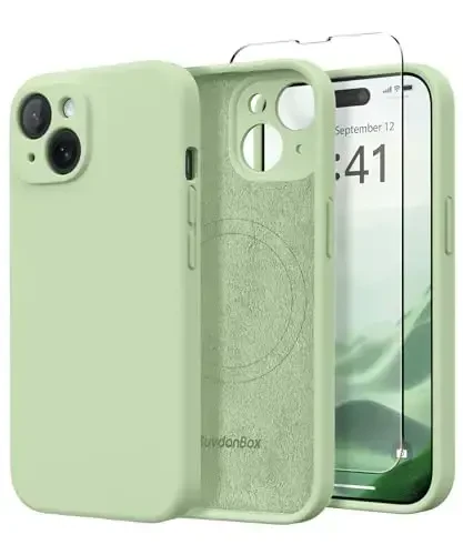 Чехол SuydanBox Magnetic для iPhone 15, совместимый с MagSafe, [2 защитных экрана + полная защита камеры], защитный силиконовый противоударный чехол для iPhone 15 6.1, маття - 4