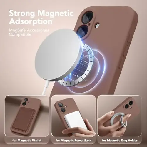 Чехол SuydanBox Magnetic для iPhone 16 Plus, совместим с MagSafe, [полная защита камеры][защитная пленка для экрана], силиконовый ударопрочный защитный чехол для iPhone 16 Plus 6.7