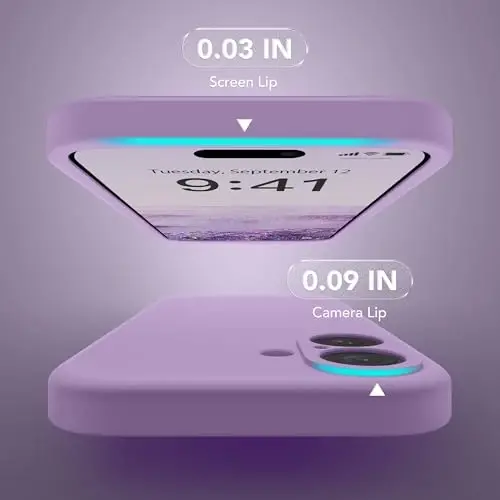 Чехол SuydanBox Magnetic для iPhone 16 Plus, совместимый с MagSafe, [Полная защита камеры] [Защитное стекло] Силиконовый противоударный защитный чехол для телефона для iPhone 16 Plus 6,7 дюйма, светло-фиолетовый - 4