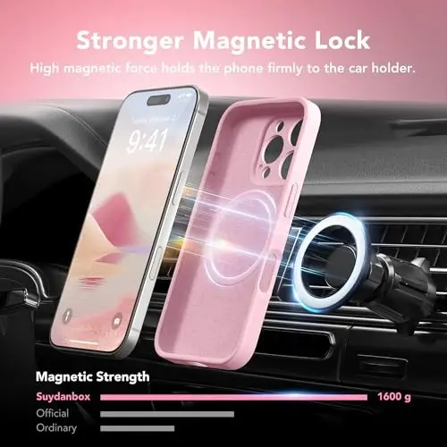 Чехол SuydanBox Magnetic для iPhone 16 Pro Max, совместим с MagSafe, [полная защита камеры][защитная пленка для экрана], силиконовый ударопрочный защитный чехол для iPhone 16 Pro Max 6.9 дюйма, цвет Chalk Pink - 3