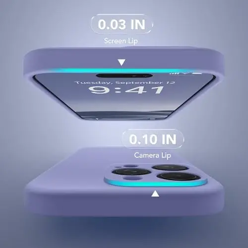 Чехол SuydanBox Magnetic для iPhone 16 Pro Max, совместимый с MagSafe, [Полная защита камеры] [Защитное стекло] Силиконовый противоударный защитный чехол для iPhone 16 Pro Max, лавандово-серый - 4