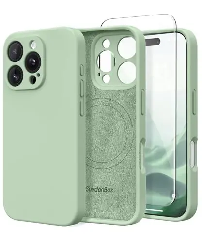 Чехол SuydanBox Magnetic для iPhone 16 Pro Max, совместимый с MagSafe, [Полная защита камеры] [Защитное стекло] Силиконовый ударопрочный защитный чехол для телефона для iPhone 16 Pro Max 6.9